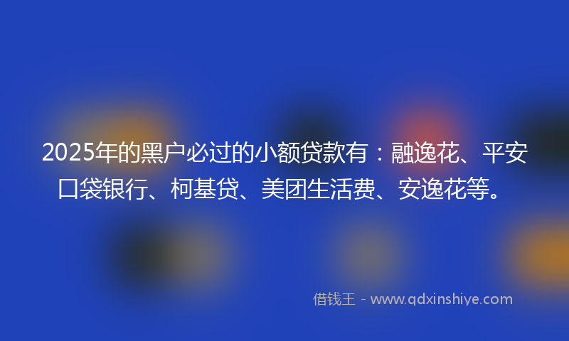 2025年的黑户必过的小额贷款有：融逸花、平安口袋银行、柯基贷、美团生活费、安逸花等。