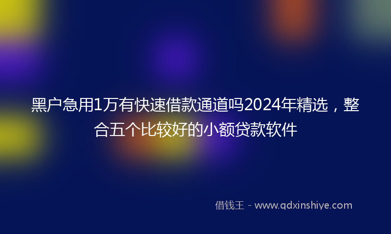 黑户急用1万有快速借款通道吗2024年精选，整合五个比较好的小额贷款软件