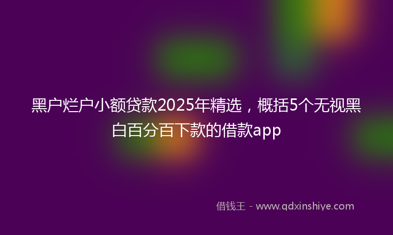 黑户烂户小额贷款2025年精选，概括5个无视黑白百分百下款的借款app