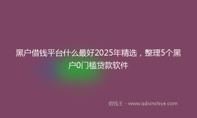 黑户借钱平台什么最好2025年精选，整理5个黑户0门槛贷款软件