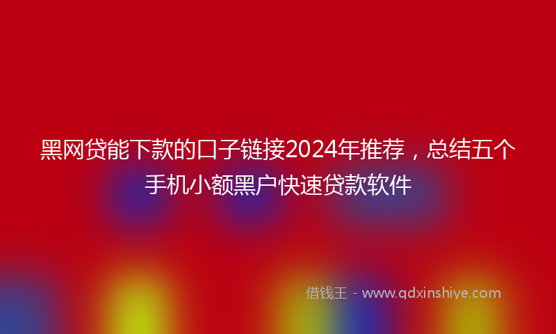 黑网贷能下款的口子链接2024年推荐，总结五个手机小额黑户快速贷款软件