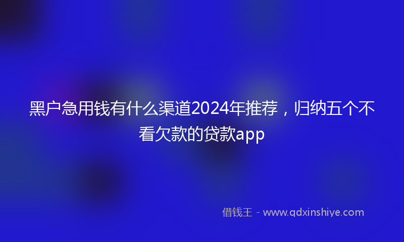 黑户急用钱有什么渠道2024年推荐，归纳五个不看欠款的贷款app
