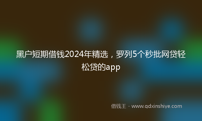 黑户短期借钱2024年精选，罗列5个秒批网贷轻松贷的app