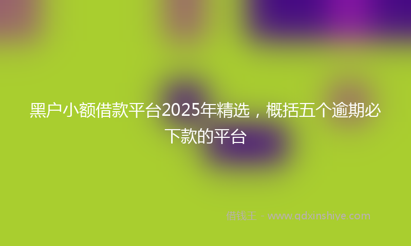 黑户小额借款平台2025年精选，概括五个逾期必下款的平台