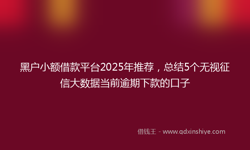 黑户小额借款平台2025年推荐，总结5个无视征信大数据当前逾期下款的口子