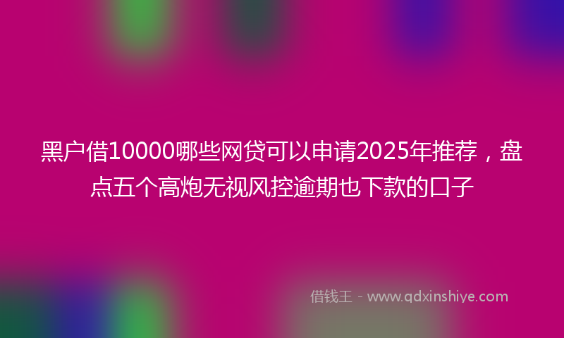 黑户借10000哪些网贷可以申请2025年推荐，盘点五个高炮无视风控逾期也下款的口子