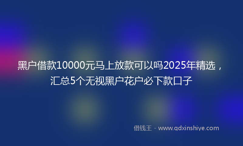 黑户借款10000元马上放款可以吗2025年精选，汇总5个无视黑户花户必下款口子