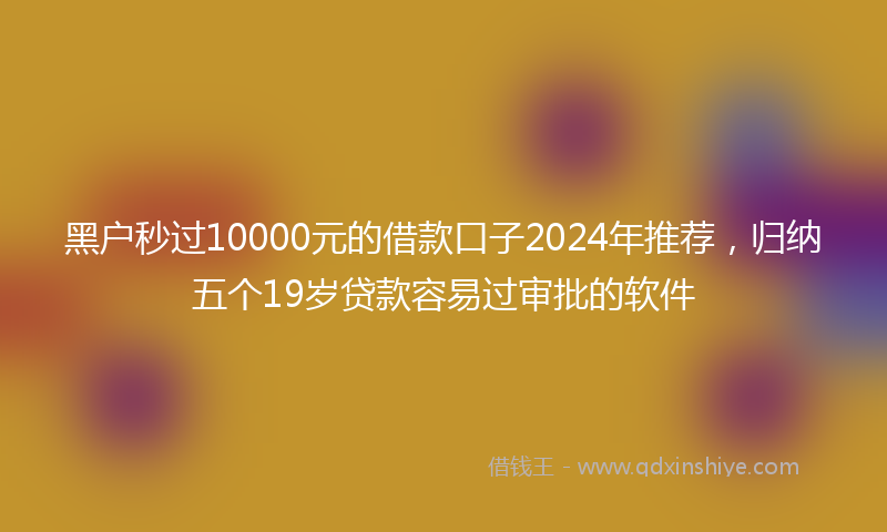 黑户秒过10000元的借款口子2024年推荐，归纳五个19岁贷款容易过审批的软件