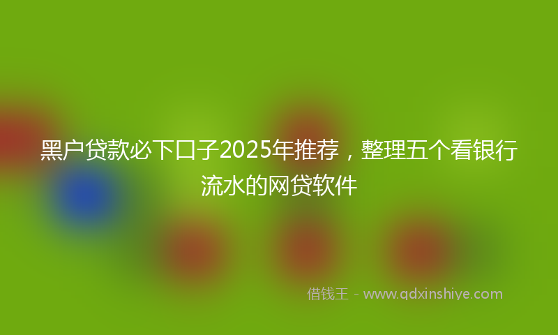 黑户贷款必下口子2025年推荐，整理五个看银行流水的网贷软件