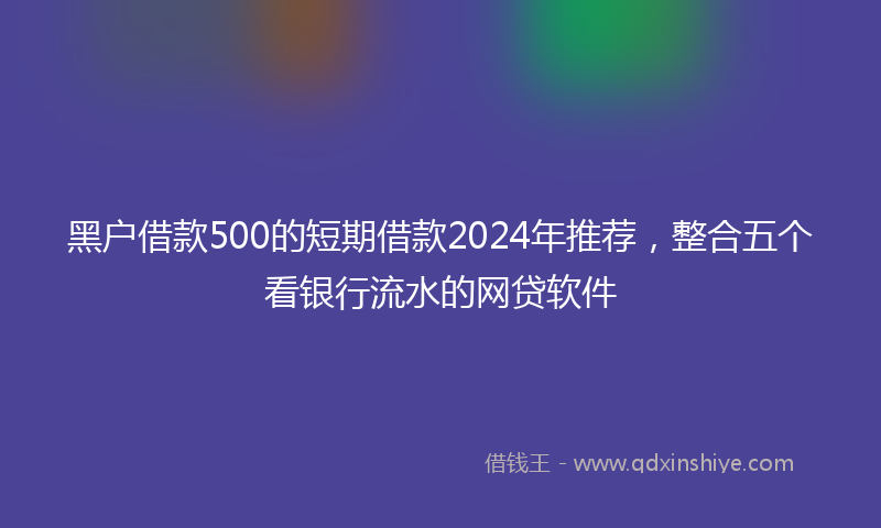 黑户借款500的短期借款2024年推荐，整合五个看银行流水的网贷软件