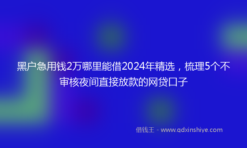 黑户急用钱2万哪里能借2024年精选，梳理5个不审核夜间直接放款的网贷口子