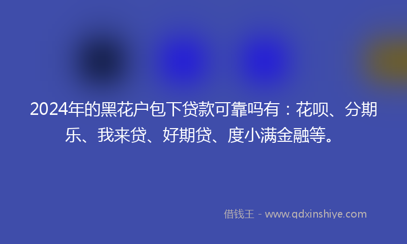2024年的黑花户包下贷款可靠吗有：花呗、分期乐、我来贷、好期贷、度小满金融等。