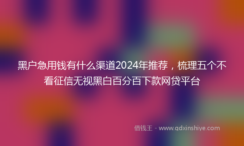 黑户急用钱有什么渠道2024年推荐，梳理五个不看征信无视黑白百分百下款网贷平台