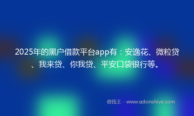 2025年的黑户借款平台app有：安逸花、微粒贷、我来贷、你我贷、平安口袋银行等。