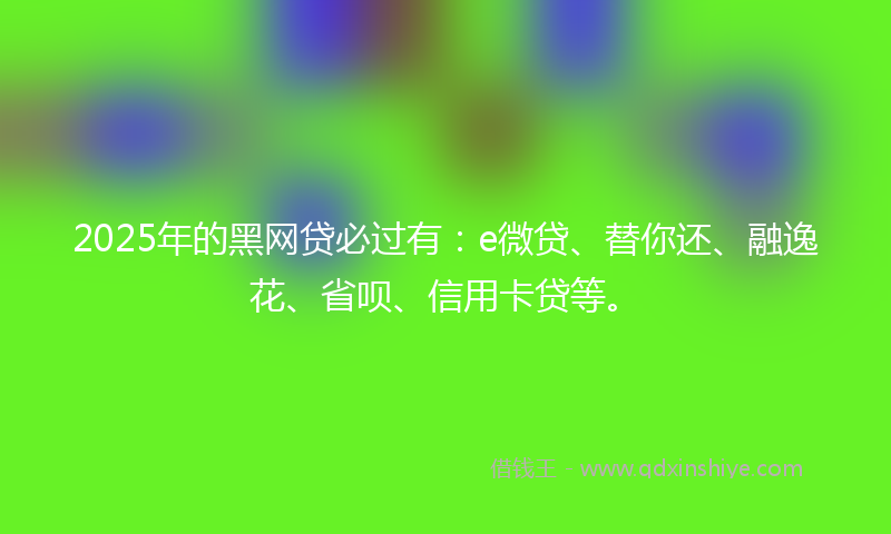 2025年的黑网贷必过有：e微贷、替你还、融逸花、省呗、信用卡贷等。
