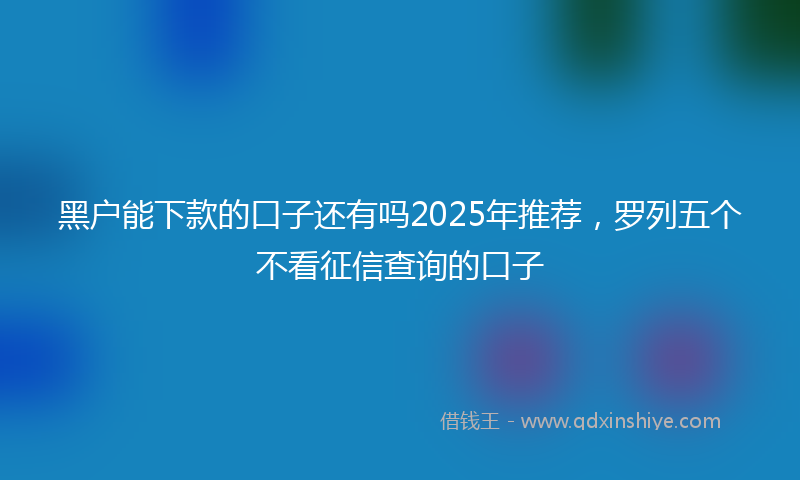 黑户能下款的口子还有吗2025年推荐，罗列五个不看征信查询的口子