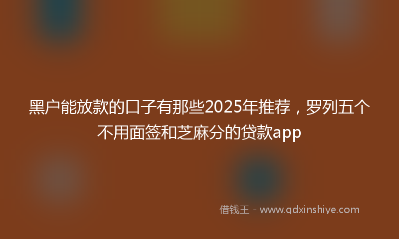 黑户能放款的口子有那些2025年推荐，罗列五个不用面签和芝麻分的贷款app