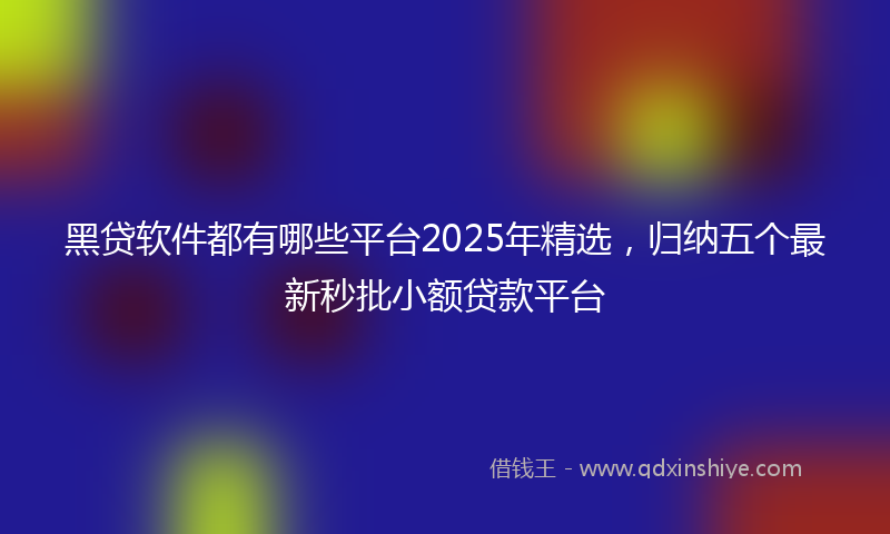 黑贷软件都有哪些平台2025年精选，归纳五个最新秒批小额贷款平台