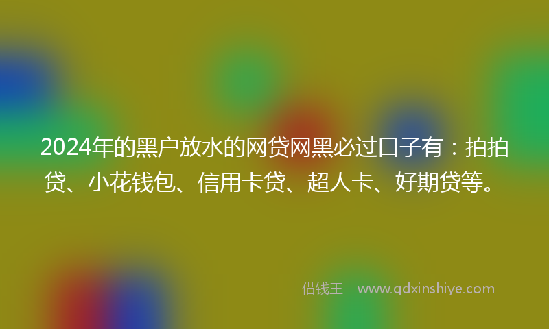 2024年的黑户放水的网贷网黑必过口子有：拍拍贷、小花钱包、信用卡贷、超人卡、好期贷等。
