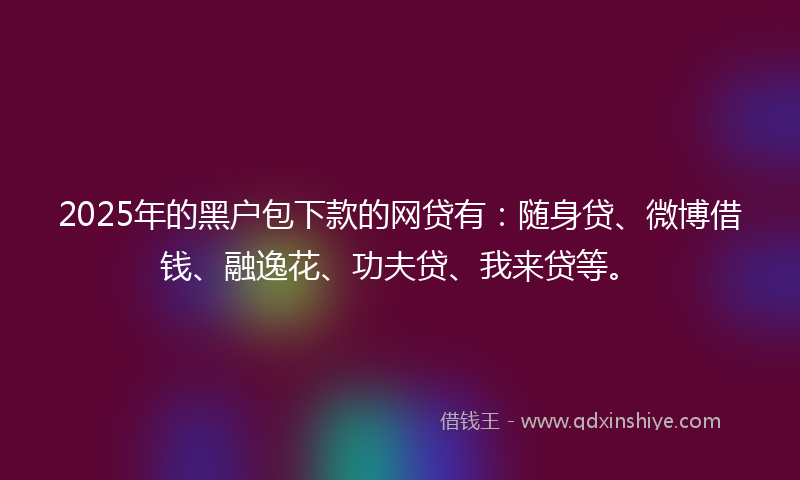 2025年的黑户包下款的网贷有：随身贷、微博借钱、融逸花、功夫贷、我来贷等。