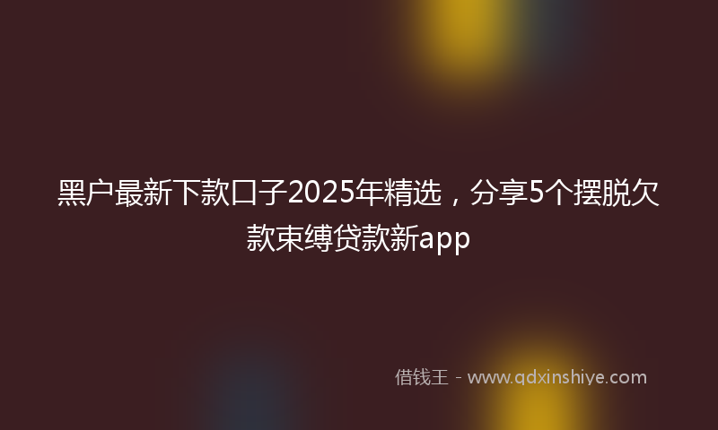 黑户最新下款口子2025年精选，分享5个摆脱欠款束缚贷款新app