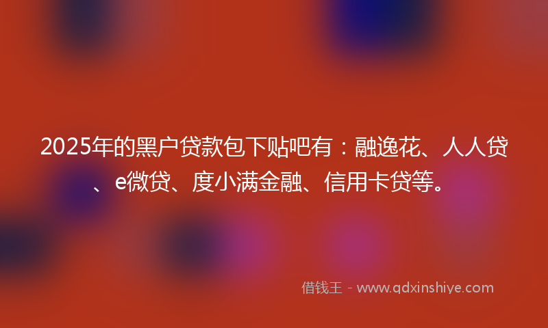 2025年的黑户贷款包下贴吧有：融逸花、人人贷、e微贷、度小满金融、信用卡贷等。