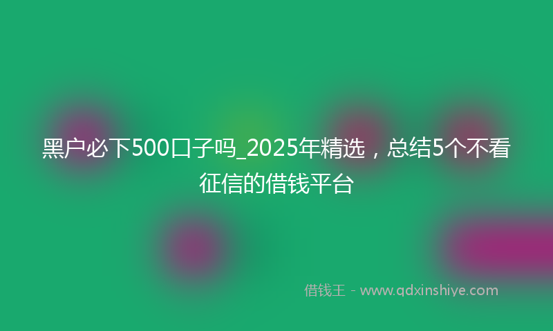 黑户必下500口子吗_2025年精选，总结5个不看征信的借钱平台