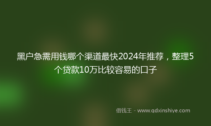 黑户急需用钱哪个渠道最快2024年推荐，整理5个贷款10万比较容易的口子