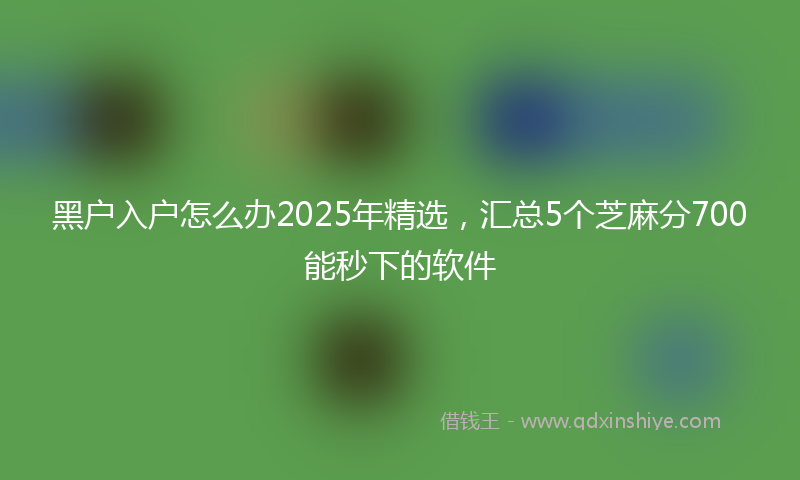 黑户入户怎么办2025年精选，汇总5个芝麻分700能秒下的软件