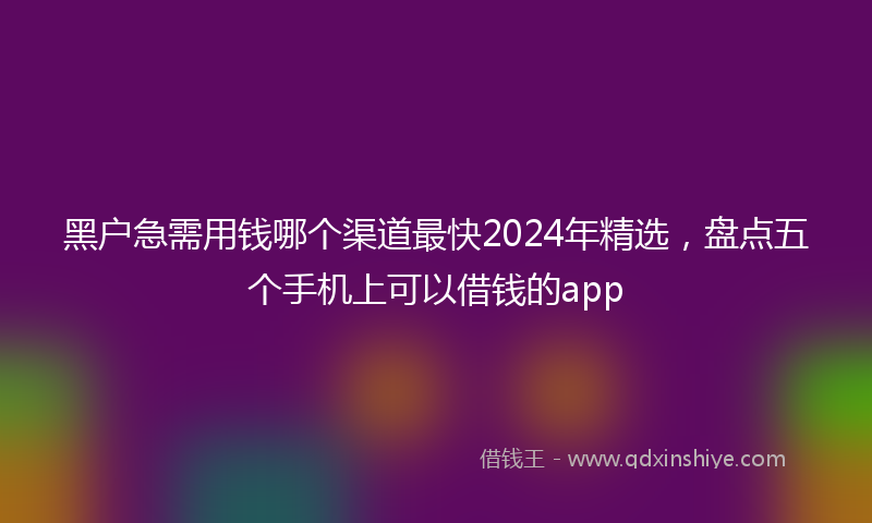 黑户急需用钱哪个渠道最快2024年精选,盘点五个手机上可以借钱的app