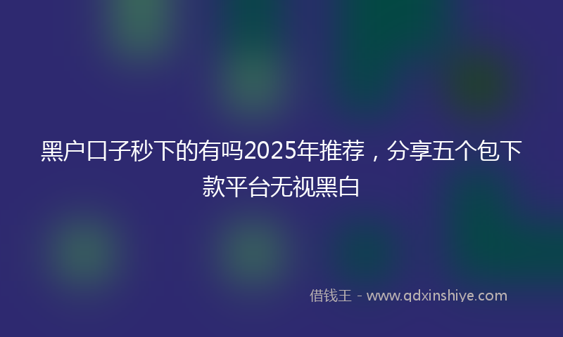 黑户口子秒下的有吗2025年推荐，分享五个包下款平台无视黑白