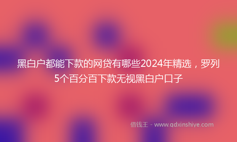 黑白户都能下款的网贷有哪些2024年精选，罗列5个百分百下款无视黑白户口子