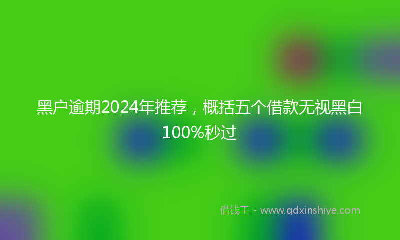 黑户逾期2024年推荐，概括五个借款无视黑白100%秒过