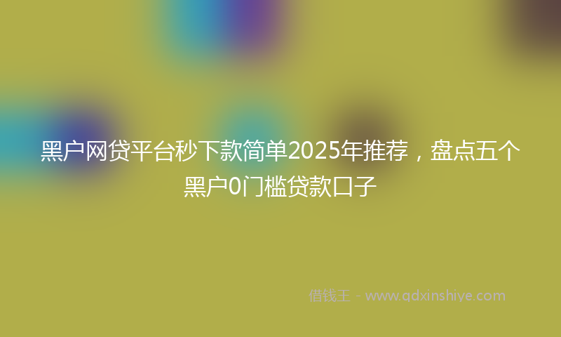 黑户网贷平台秒下款简单2025年推荐，盘点五个黑户0门槛贷款口子