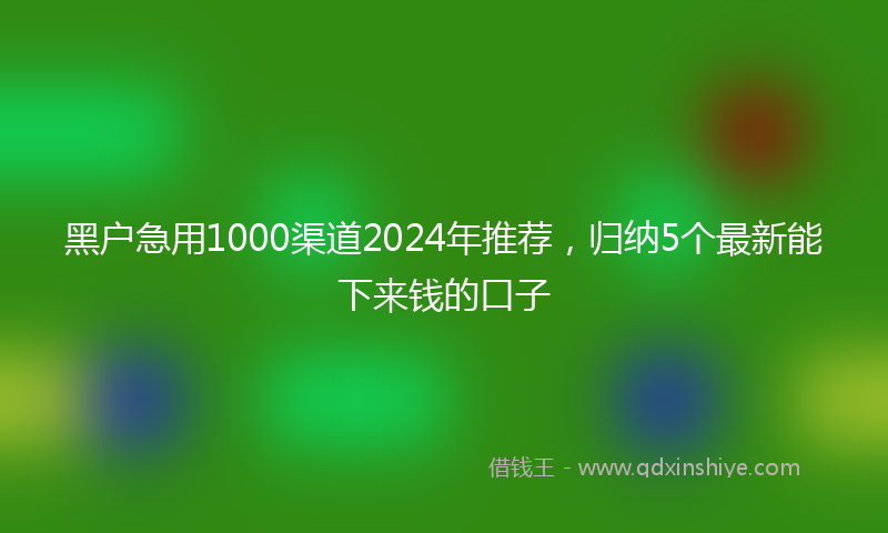 黑户急用1000渠道2024年推荐，归纳5个最新能下来钱的口子