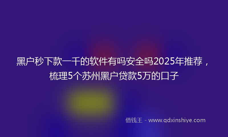 黑户秒下款一千的软件有吗安全吗2025年推荐，梳理5个苏州黑户贷款5万的口子