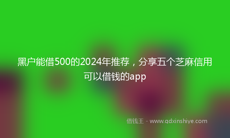 黑户能借500的2024年推荐，分享五个芝麻信用可以借钱的app