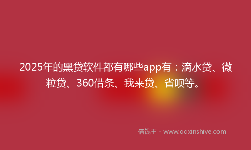 2025年的黑贷软件都有哪些app有：滴水贷、微粒贷、360借条、我来贷、省呗等。