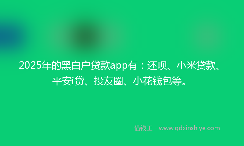 2025年的黑白户贷款app有：还呗、小米贷款、平安i贷、投友圈、小花钱包等。