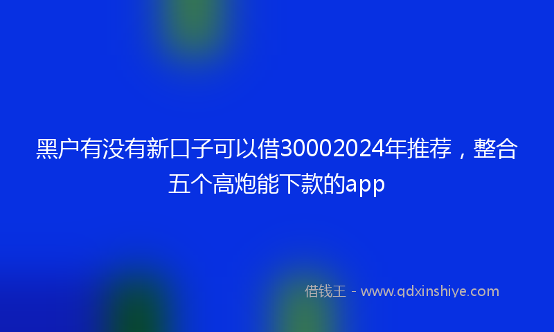 黑户有没有新口子可以借30002024年推荐，整合五个高炮能下款的app