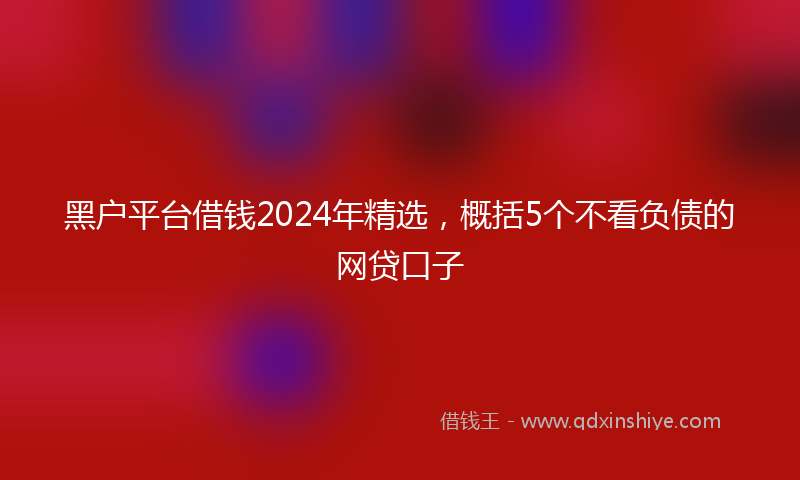 黑户平台借钱2024年精选，概括5个不看负债的网贷口子