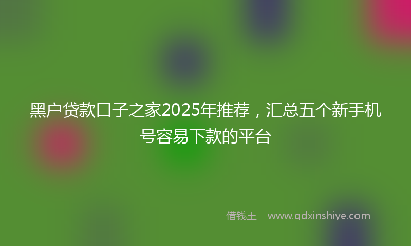 黑户贷款口子之家2025年推荐，汇总五个新手机号容易下款的平台