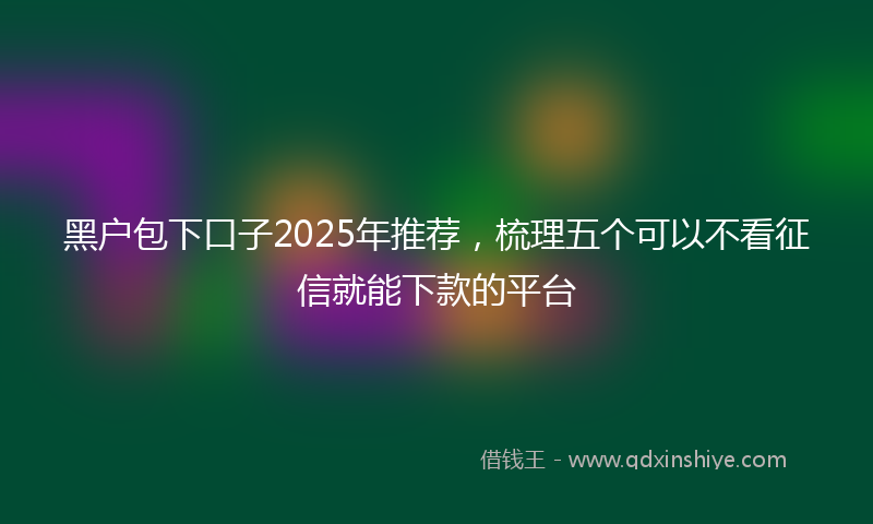黑户包下口子2025年推荐，梳理五个可以不看征信就能下款的平台