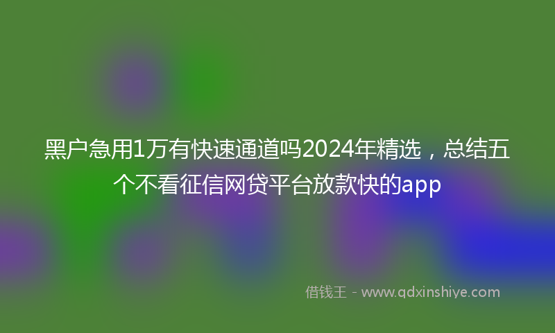 黑户急用1万有快速通道吗2024年精选，总结五个不看征信网贷平台放款快的app