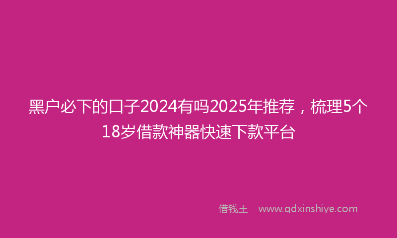 黑户必下的口子2024有吗2025年推荐，梳理5个18岁借款神器快速下款平台