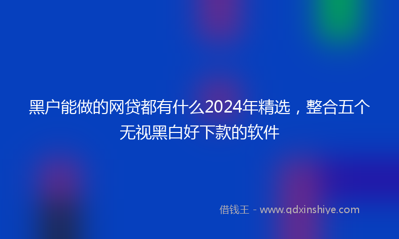 黑户能做的网贷都有什么2024年精选，整合五个无视黑白好下款的软件