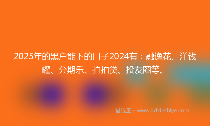 2025年的黑户能下的口子2024有：融逸花、洋钱罐、分期乐、拍拍贷、投友圈等。