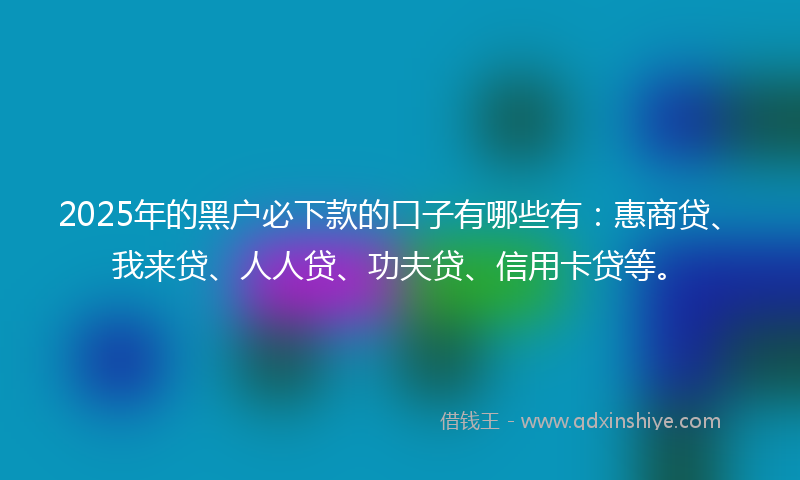 2025年的黑户必下款的口子有哪些有：惠商贷、我来贷、人人贷、功夫贷、信用卡贷等。