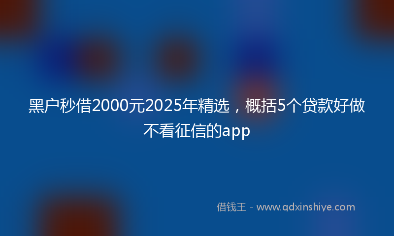 黑户秒借2000元2025年精选，概括5个贷款好做不看征信的app