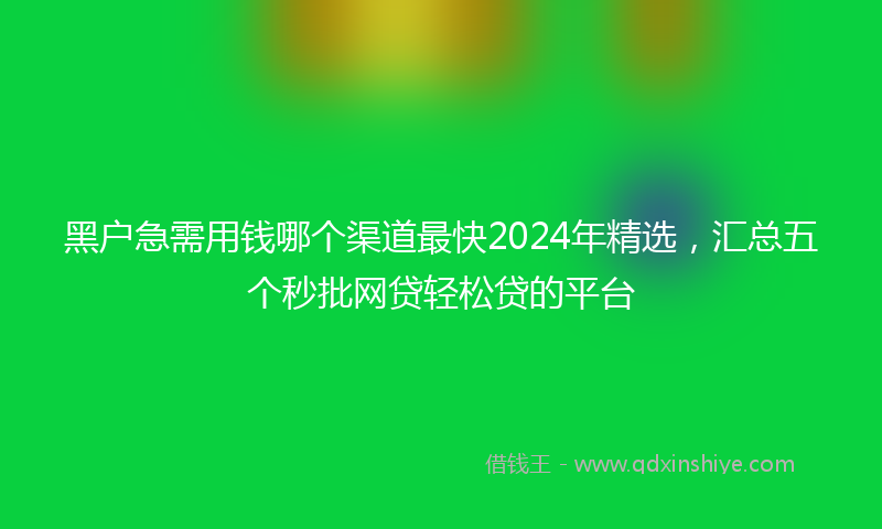 黑户急需用钱哪个渠道最快2024年精选，汇总五个秒批网贷轻松贷的平台